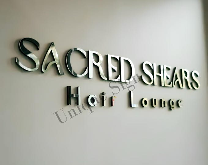 Custom Laser Cut, Clinic Sign, Sign with Raised 3D Design, Business Letter, Eye Doctor Lobby Signage, Reception Logo, Brushed Metal Logo