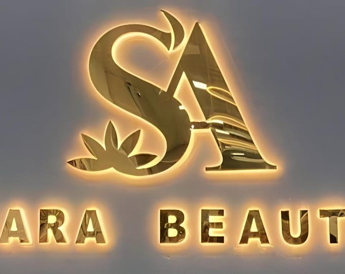 3d Backlit Signage, Custom Logo Sign, 3D Design Custom Logo Sign, Brushed Metal Logo, Turn your logo into sign Custom Sign, 3d backlit logo