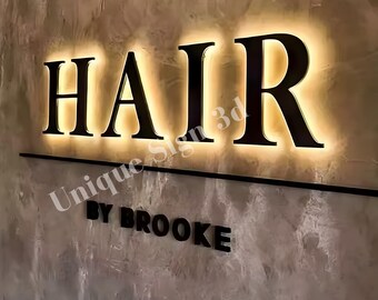 Backlit Logo Sign, Beauty Salon Sign, 3D Business Sign, Business Signboard, Custom Laser Cut, Logo With Raised 3D Design, Dentist Sign
