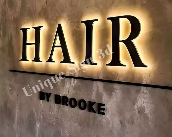 Backlit Logo Sign, Beauty Salon Sign, 3D Business Sign, Business Signboard, Custom Laser Cut, Logo With Raised 3D Design, Dentist Sign