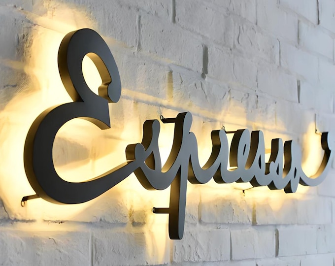 Backlit sign, 3d led signage, Custom Outdoor Signs, Light Sign, 3D Brushed Metal, 3D Business Sign, Custom Sign, Business Signage