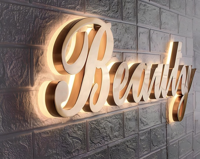 Backlit Logo Sign, Beauty Salon Sign, 3D Business Sign, Business Signboard, Custom Laser Cut, Logo With Raised 3D Design, Dentist Sign