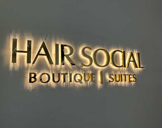 Custom Neon Sign, Business Backlit Sign, Signage, Custom Outdoor Sign, Light Sign 3D Brushed Sign, Custom Sign for Business