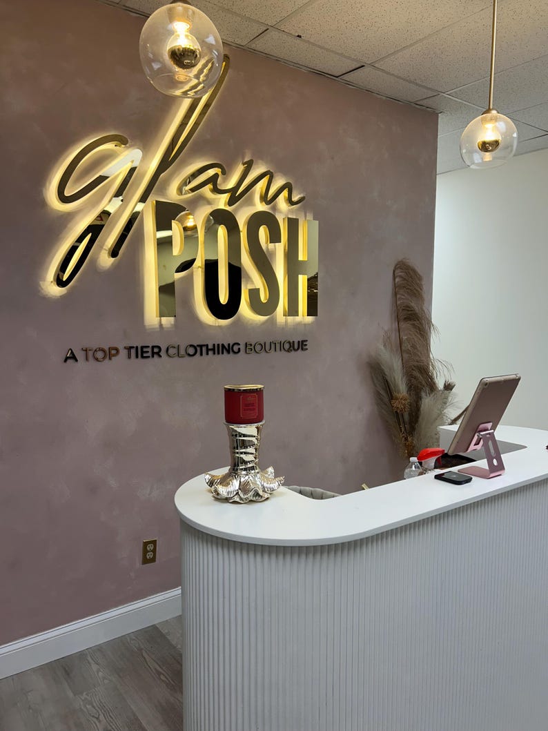 Backlit Logo Sign, Beauty Salon Sign, 3D Business Sign, Business Signboard, Custom Laser Cut, Logo With Raised 3D Design, Dentist Signage bild 4