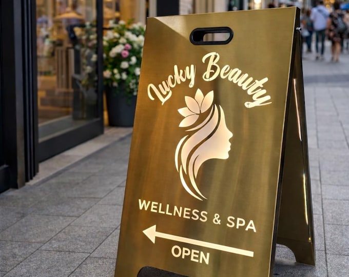 Metal A Frame Sign, Sidewalk Sign, Sandwich Board Sign For Businnesses, Modern Custom Sign, Pavement Sign, A Frame Easy Set Up, Shop Sign