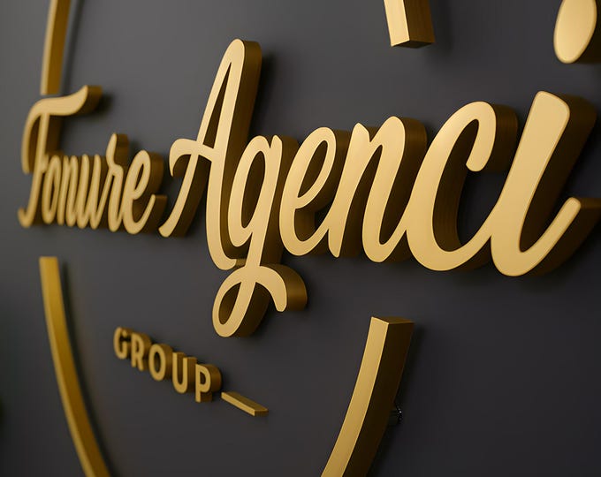 Metal Signage Custom Logo Stainless Steel Laser Cut Signboard Custom Laser Cut Logo Brushed Metal Logo Reception Sign Office Wall Logo Gift