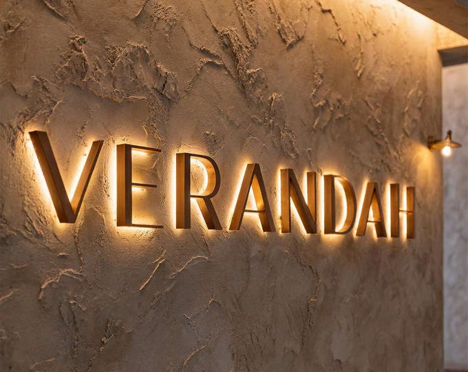 Backlit Logo Sign, Gold Metal Sign, Beauty Salon Sign, 3D Business Sign, Business Signboard, Custom Laser Cut, Logo With Raised 3D Design