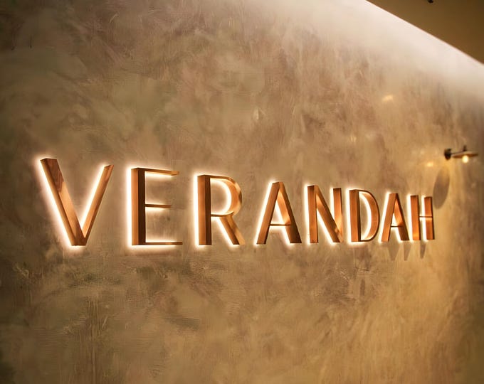 Backlit Logo Sign, Gold Metal Sign, Beauty Salon Sign, 3D Business Sign, Business Signboard, Custom Laser Cut, Logo With Raised 3D Design