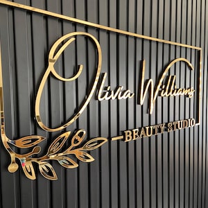 Placa de clínica personalizada cortada a laser, placa com design 3D em relevo, carta comercial, sinalização de saguão de oftalmologista, logotipo de recepção, logotipo de metal escovado