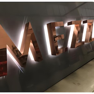Backlit Sign, Outdoor Business Custom Led Sign, Backlit Stainless Steel 3D Letter Sign Storefront Illuminated Company Logo Words Signage
