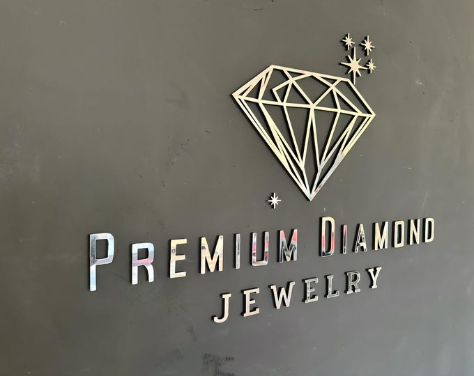 Wall Sign, Laser Cut Logo Signage, Silver Salon Sign, 3D Business Sign, Logo With Raised 3D Design, Jewelry Sign