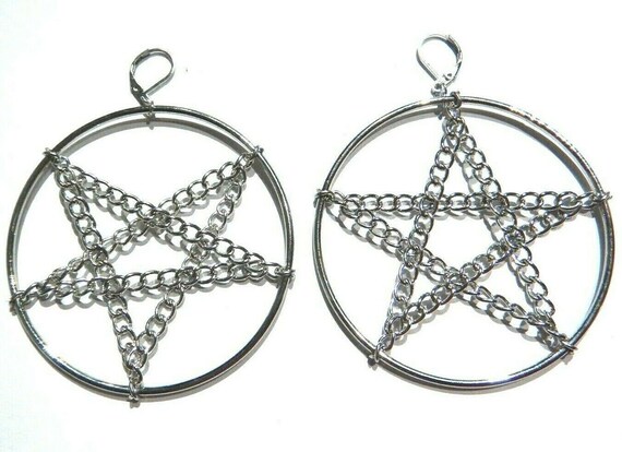 Pentagram cheap hoop earrings