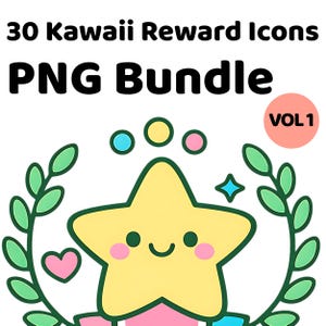Clipart de recompensa para el aula 1: caras sonrientes, estrellas e insignias (descarga digital PNG, uso comercial)