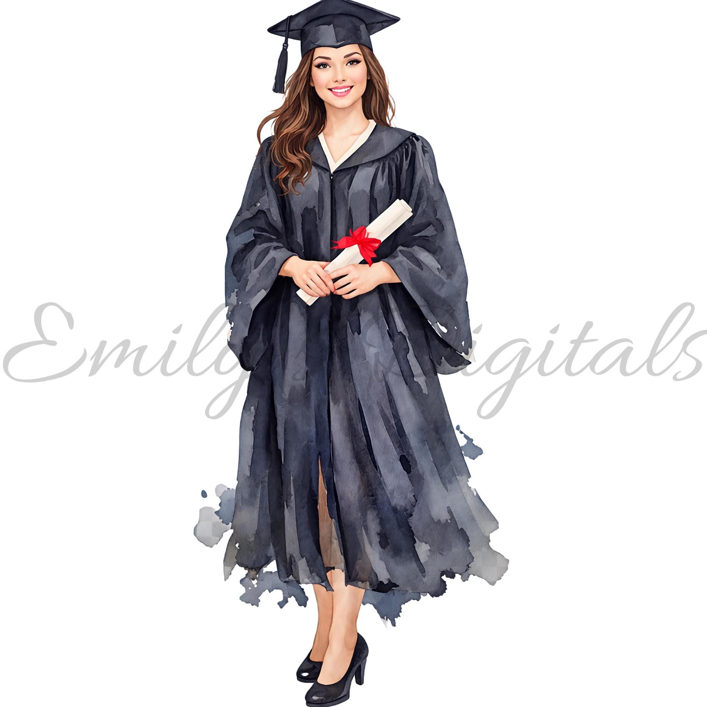 Graduation Clipart Bundle, Watercolor Grad Cap Flowers, Class of 2026 ...