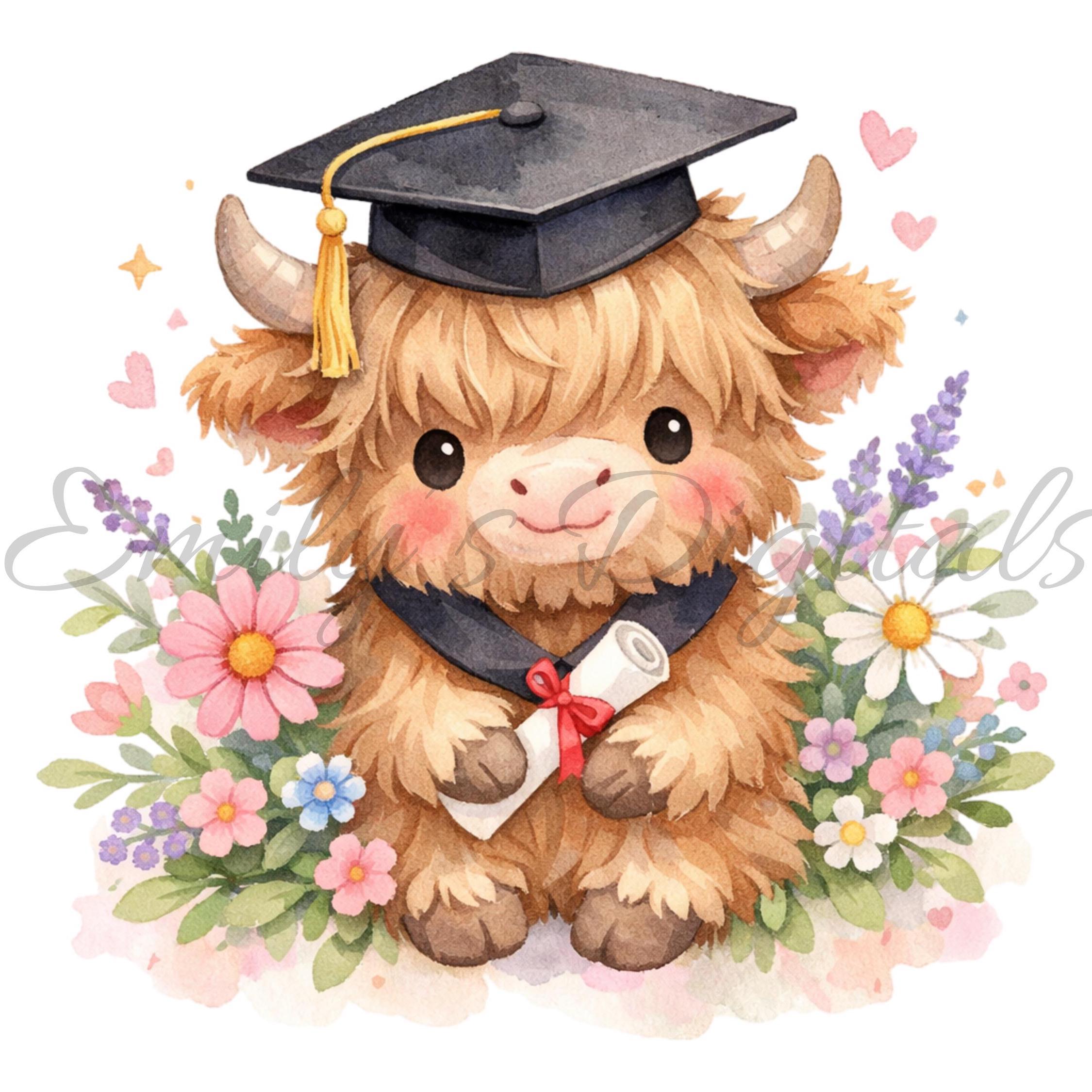 Animal Graduation Clipart Bundle, Watercolor Graduate Animals PNG ...