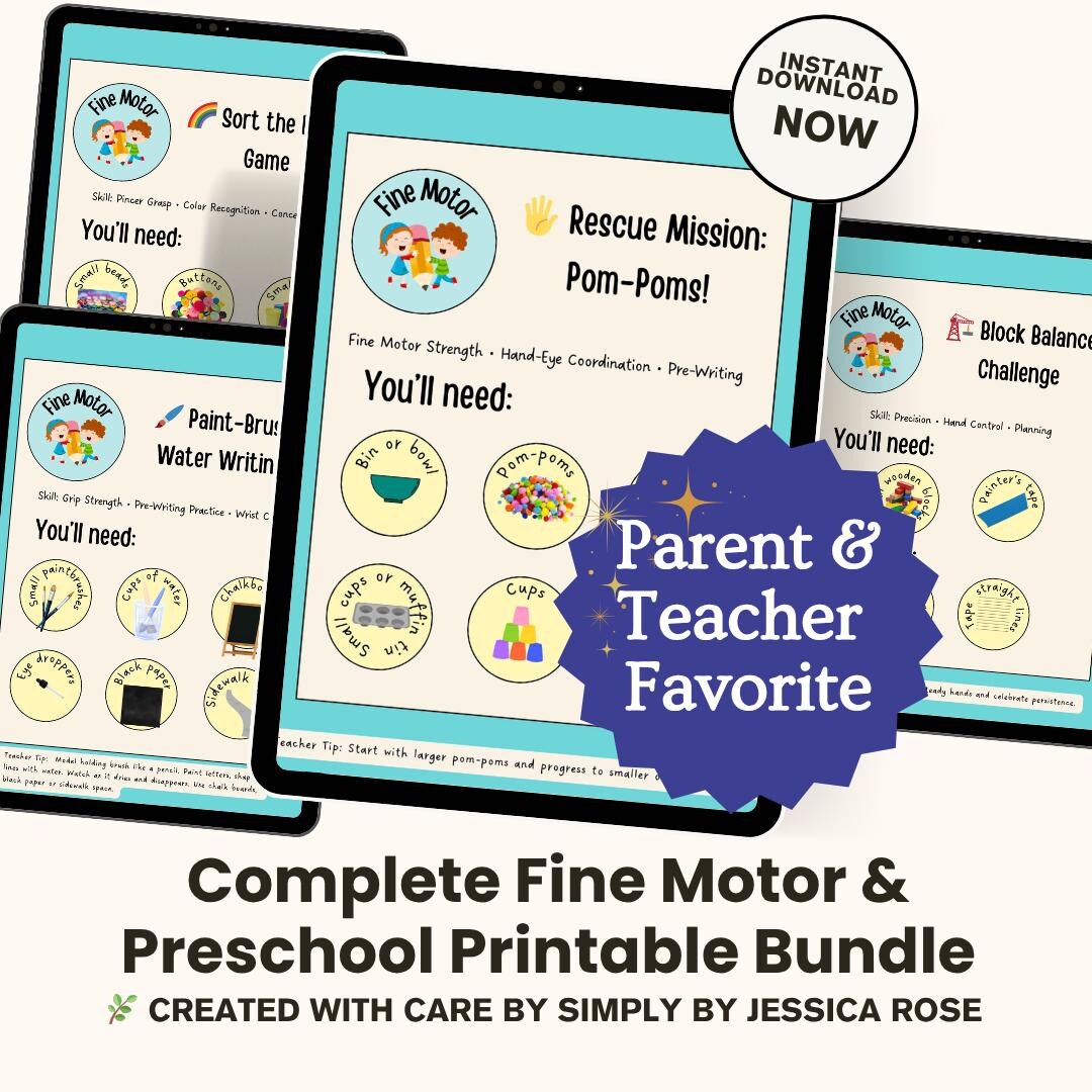 Preschool Fine Motor Skills Activity Bundle | Tracing, Sorting, Sensory ...