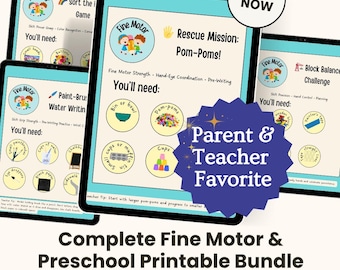 Preschool Fine Motor Skills Activity Bundle | Tracing, Sorting, Sensory & Coordination | Printable PDF | Screen-Free Learning Ages 3–5