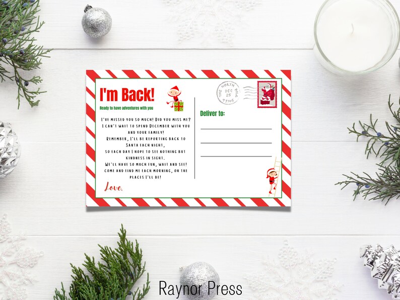 I'm Back Elf Arrival Letter Printable Postcard Elf on - Etsy