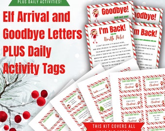 I'm Back! Christmas Elf Bundle, Includes TWO Elf Arrival and Goodbye Letters, Elf Activities for all December|Christmas Elf Kit | Girl Elf