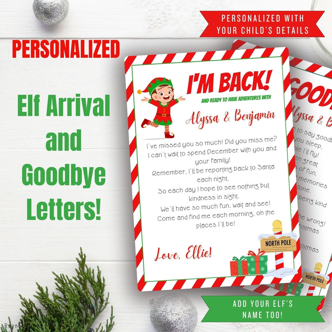 PERSONALIZED Elf Arrival Letter and Elf Goodbye Letter Girl Elf ...
