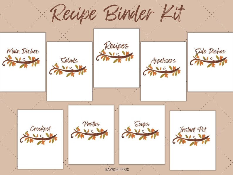 Recipe Binder Kit Section Dividers - Printable Recipe Binder Dividers ...