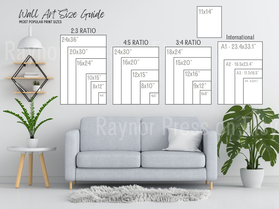 Wall Art Size Guide Set for Your Etsy Shop JPG Image for Use - Etsy New ...