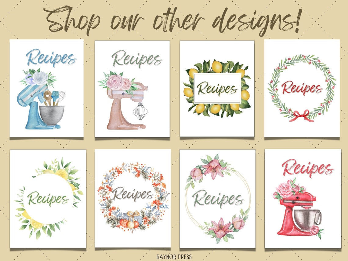 Recipe Binder Kit Section Dividers - Printable Recipe Binder Dividers ...