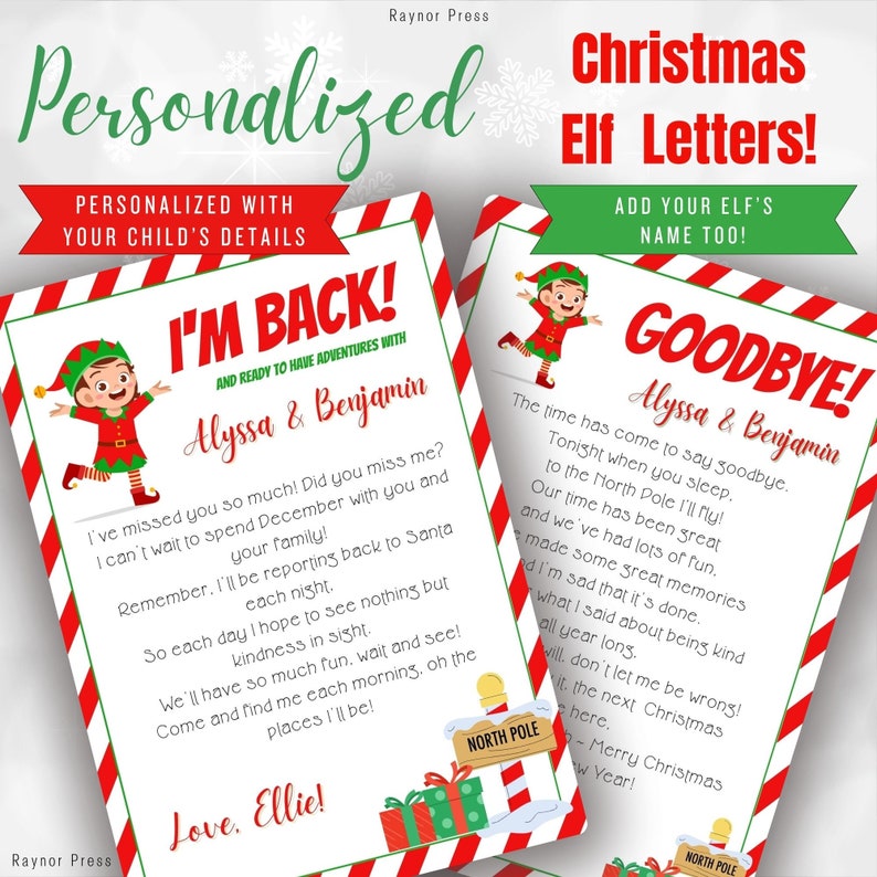 PERSONALIZED Elf Arrival Letter and Elf Goodbye Letter Girl Elf