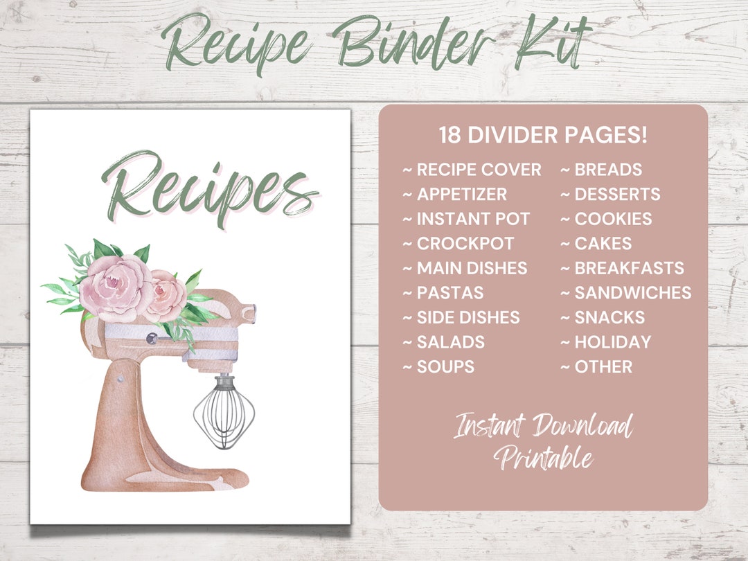 Recipe Binder Kit Recipe Dividers to Make Your Own Recipe Book or