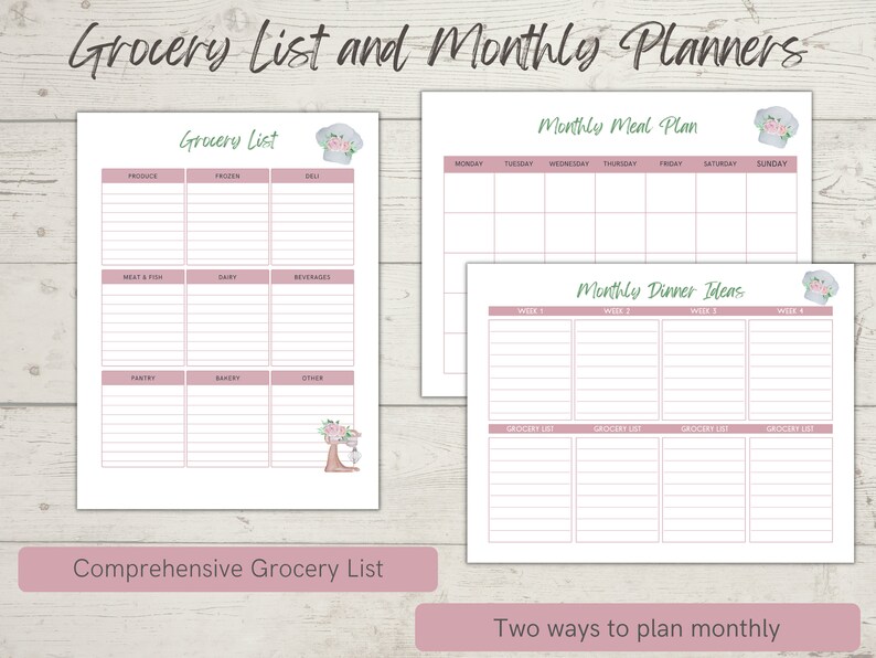Printable Recipe Binder Kit, Printable Meal Planner, Recipe Organizer