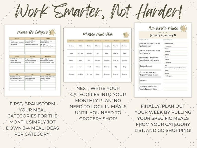 Printable Recipe Binder Kit, Printable Meal Planner, Recipe Organizer