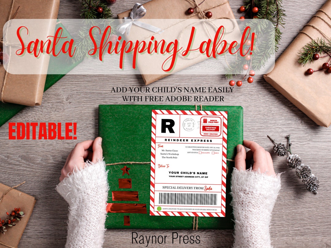 EDITABLE Santa Mailing Label Santa Shipping Label North Pole - Etsy