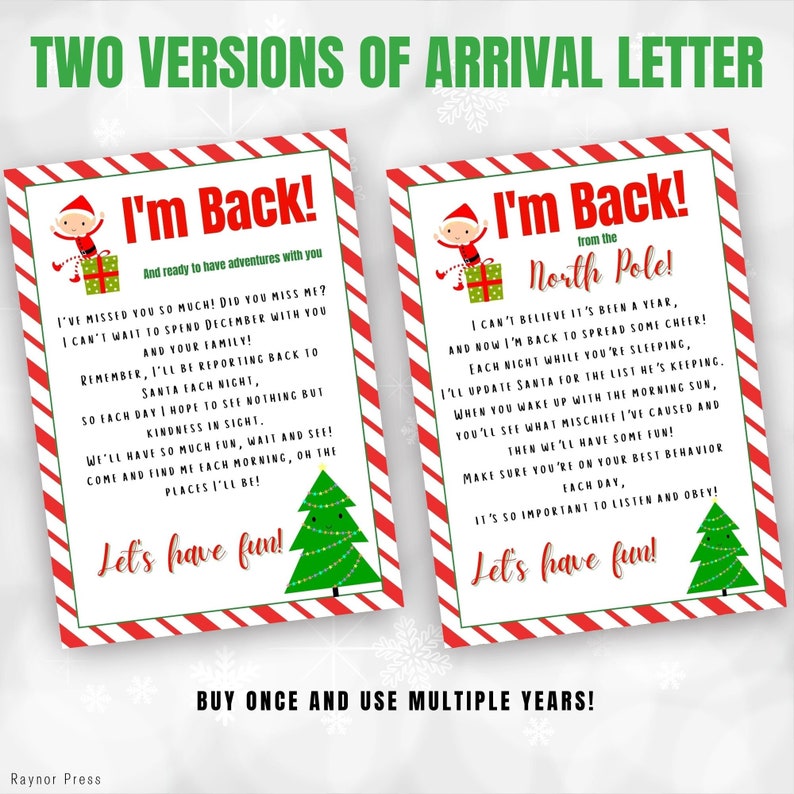 I'm Back Christmas Elf Bundle Includes TWO Elf Arrival - Etsy UK