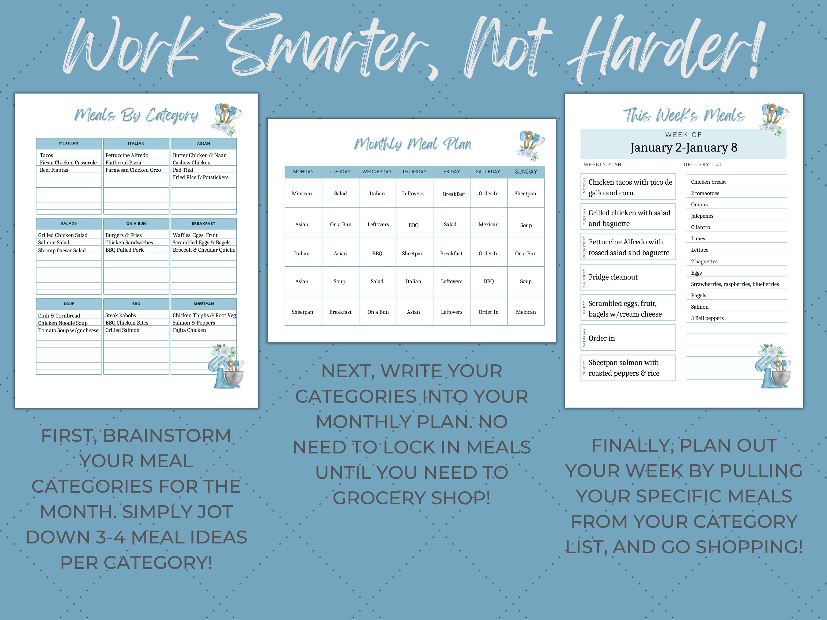 Printable Recipe Binder Kit, Printable Meal Planner, Recipe Organizer ...
