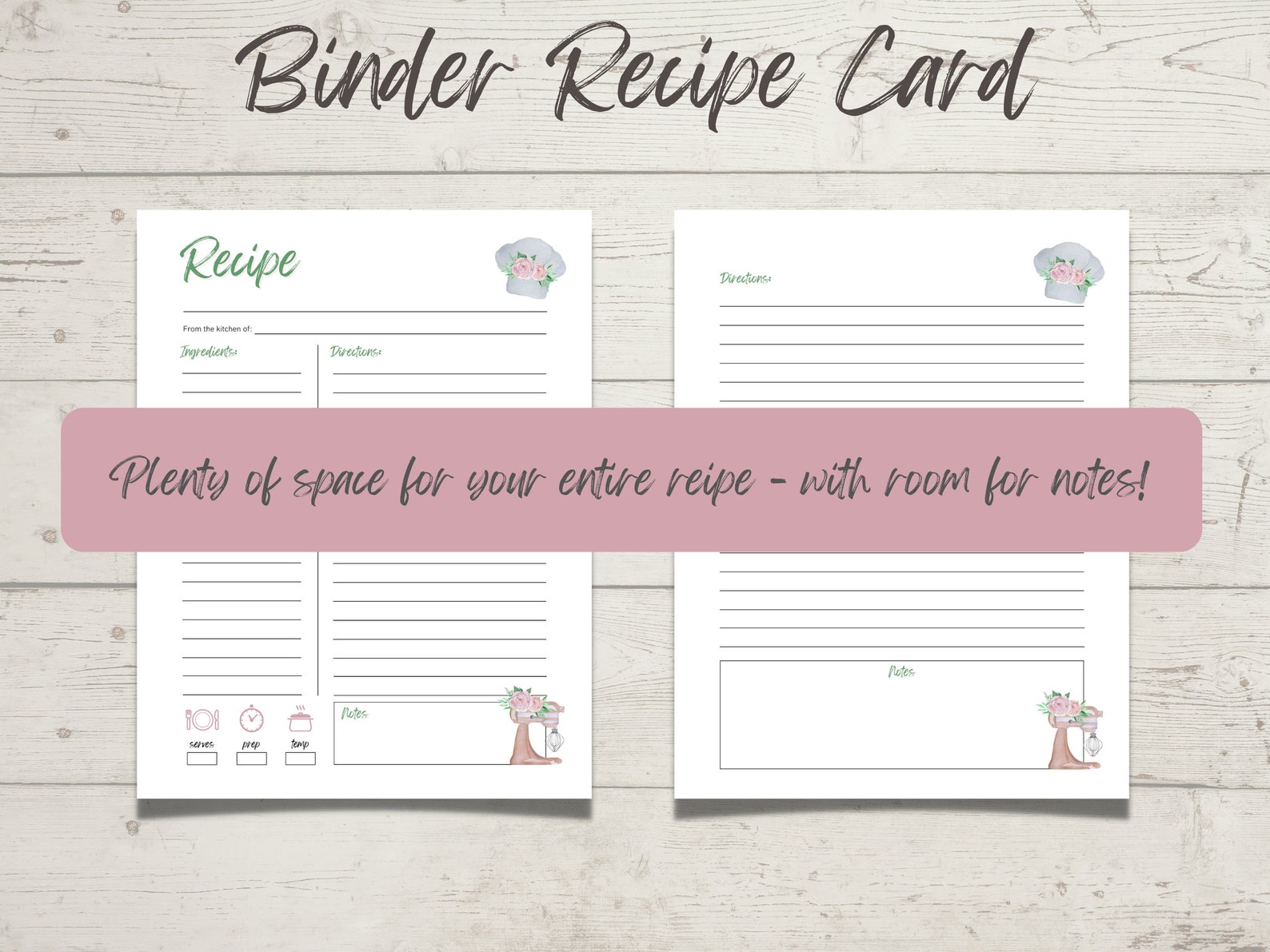 Printable Recipe Binder Kit, Printable Meal Planner, Recipe Organizer ...