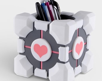 Companion Cube Pen Holder Aperture Science Desktop Organizer
