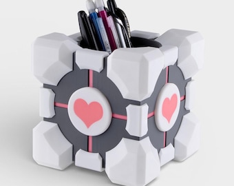 Companion Cube Pen Holder Aperture Science Desktop Organizer