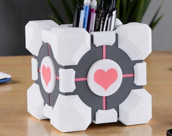 Companion Cube Pen Holder | 3D Printed Portal Desk Organizer