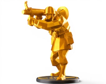 Figurina di un soldato di Team Fortress 2, modello low poly di TF2