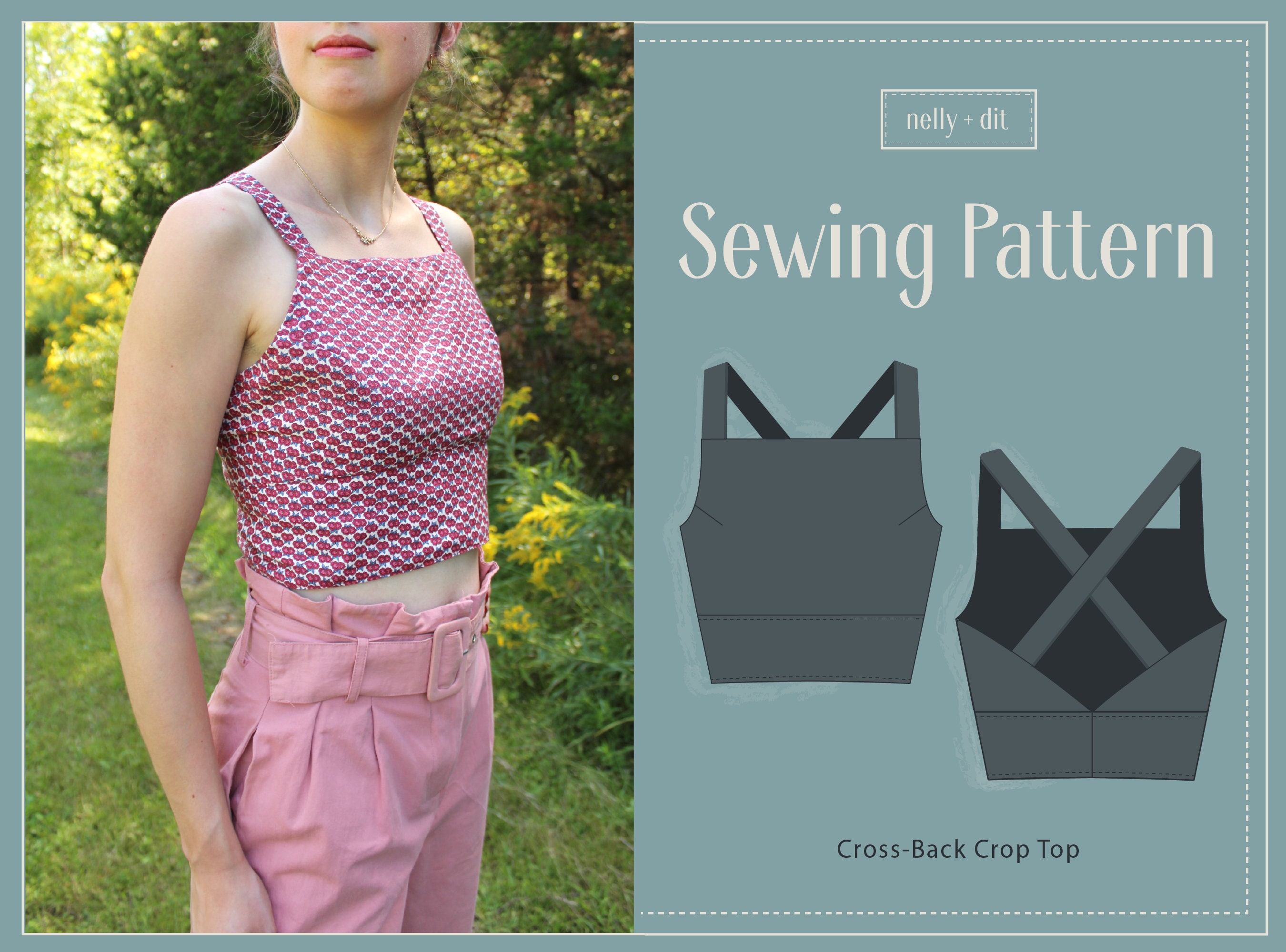 Cross Back Crop Top Digital PDF Sewing Pattern Sizes 0-14 - Etsy