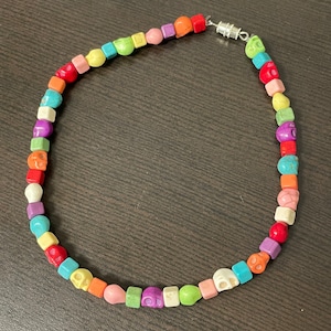 Rainbow Skull and Cube Necklace