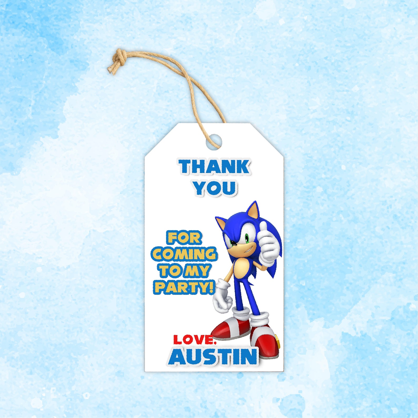 Sonic Thank You Tag Sonic Birthday Party Sonic Thank You Etsy Israel