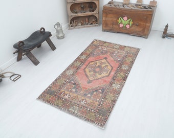 Alfombra neutra 3x6, alfombra turca, alfombra vintage, alfombra de Anatolia, alfombra Oushak 3x6, alfombra pequeña, alfombra pequeña turca, alfombra natural, alfombra pequeña vintage, 2313