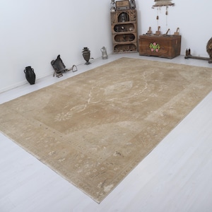 10x13 Vintage Turkish Oushak Rug: Muted Anatolian Area Rug