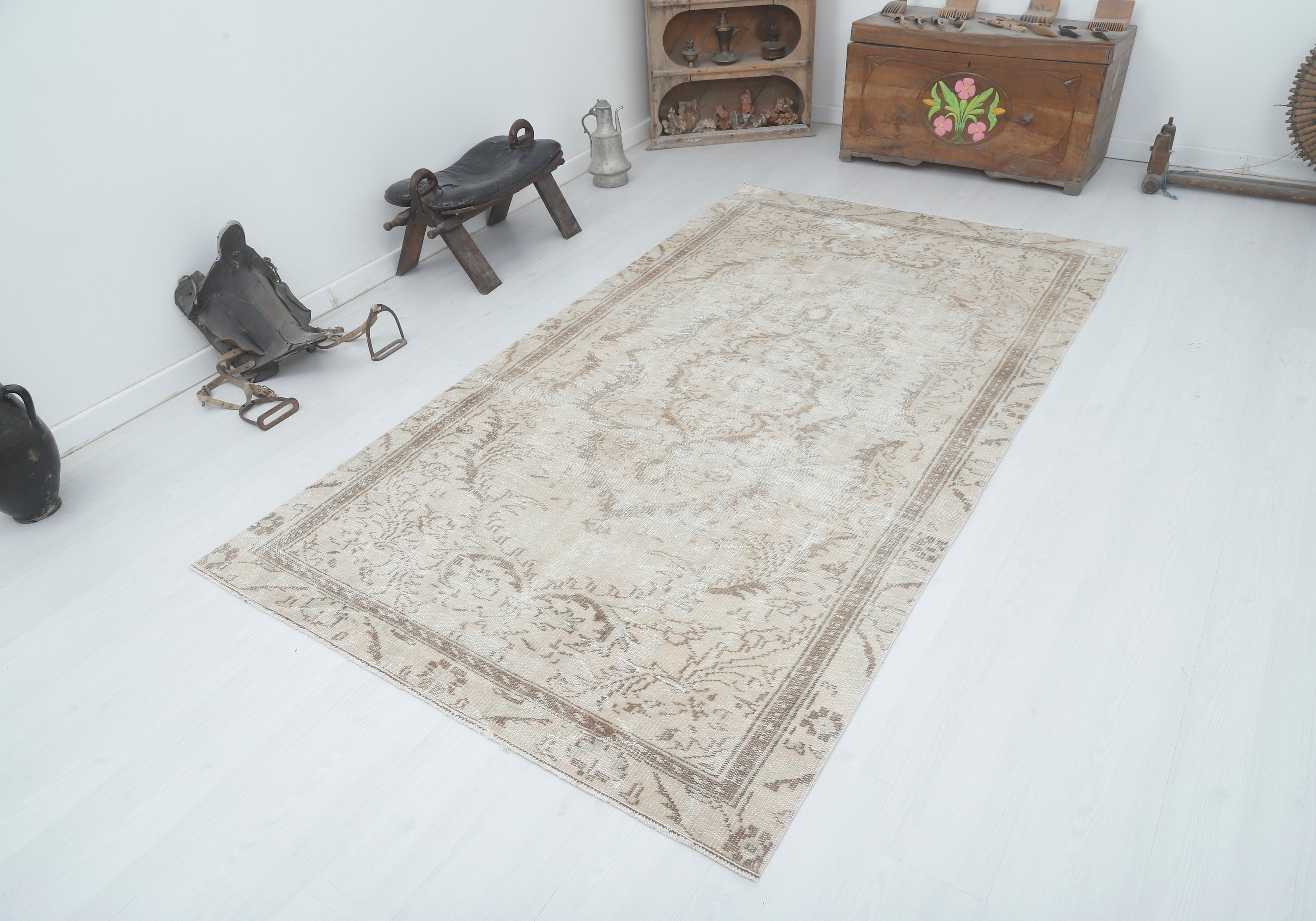 170×97 トルコ・アナトリア地方の水彩のようなヴィンテージラグ 170×97 トルコ・アナトリア地方の水彩のようなヴィンテージラグ 170×97