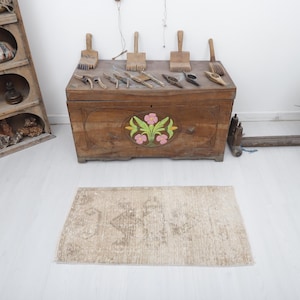 2x3, Wool Door Mat, Handmade Wool Rug, Mini Rug, 2x3 Door Mat Rug,Mini Natural Rug,Turkish Mini Rug, Vintage Mini Rug, Oushak Mini Rug, 5709