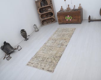 2x5 Neutral Rug, Turkish Rug, Vintage Rug, Anatolian Rug, 2x5