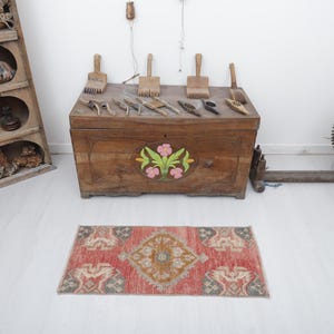 1x3 Oushak Rug, Vintage Rug, Small Size Rug, Turkish Mini Rug, Rug, 1x3 Mini Rug, Door Mat Rug, Turkish Rug, Anatolian Rug, Natural Rug,1372