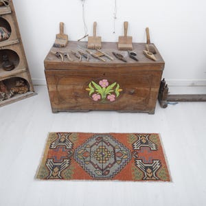 2x3 Oushak Rug, 2x3 Mini Rug, Door Mat Rug, 2x3 Vintage Rug, Turkish Rug,Anatolian Rug,Natural Rug,Small Size Rug,2x3 Turkish Mini Rug,24452