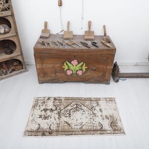 Anatolian Rug,2x3 Oushak Rug, Vintage Rug, Mini Turkish Rug,Bath Mat Rug,Door Mat Rug, 2x3 Mini Rug, Vintage Door Mat, Oushak Door Mat, 3847